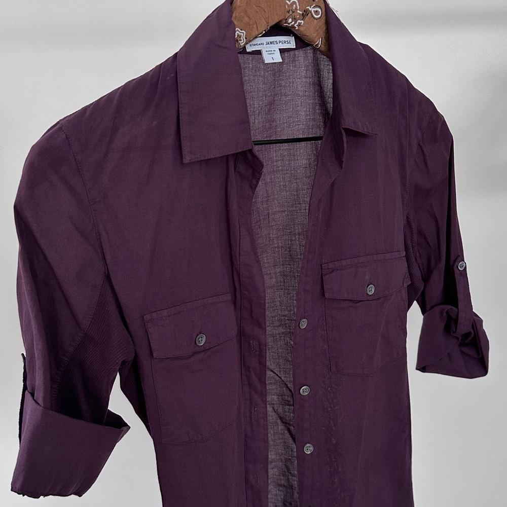 James Perse Maroon Collared Shirt